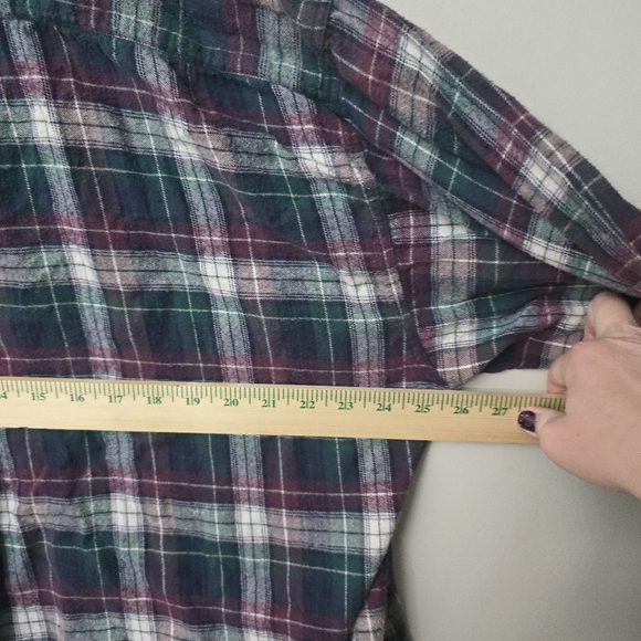 American Eagle Vintage Y2K Purple Green Plaid Flannel Shirt Men’s Size XL - Picture 5 of 8